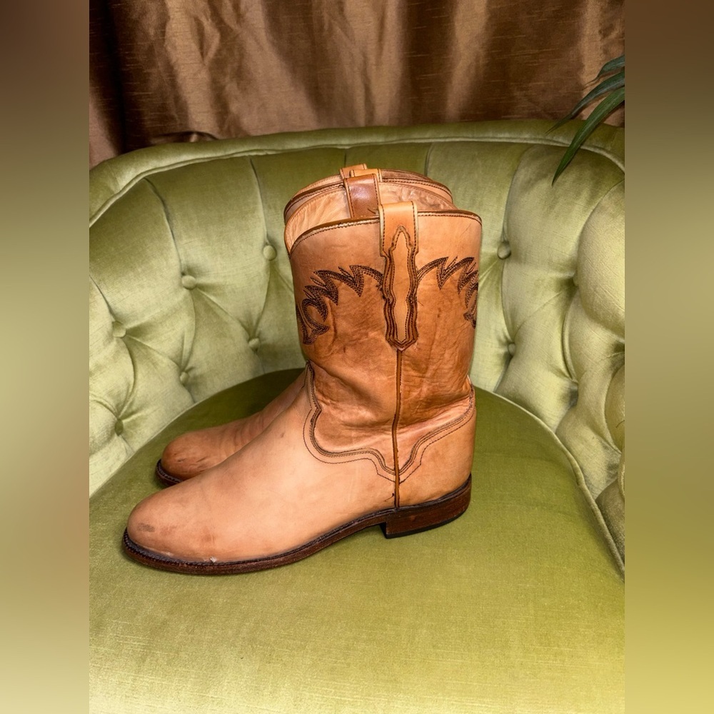 El Dorado Men's size 10.5 D Handmade Tan Leather Roper Cowboy Westen Boots​ - Picture 7 of 10